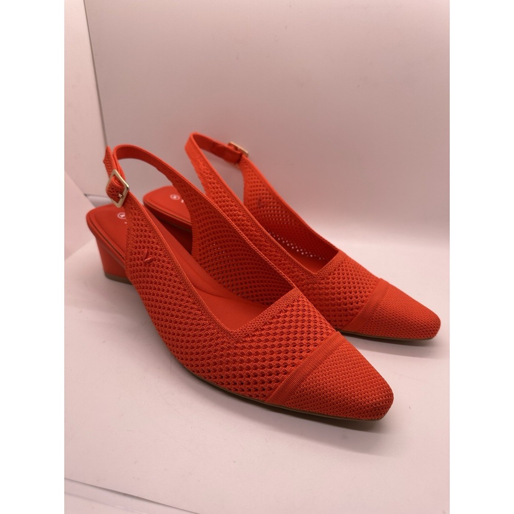 Vivaia Leah 2.0 Pointed-Toe Slingback‎ Heels 10 Sandals Size 41 Orange Mesh Knit